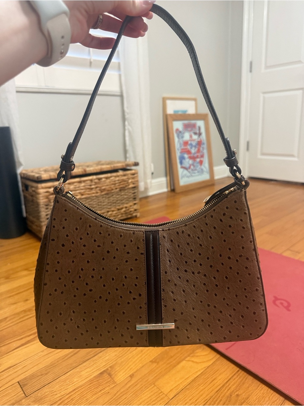 Brahmin Brown Perforated Shoulder Bag